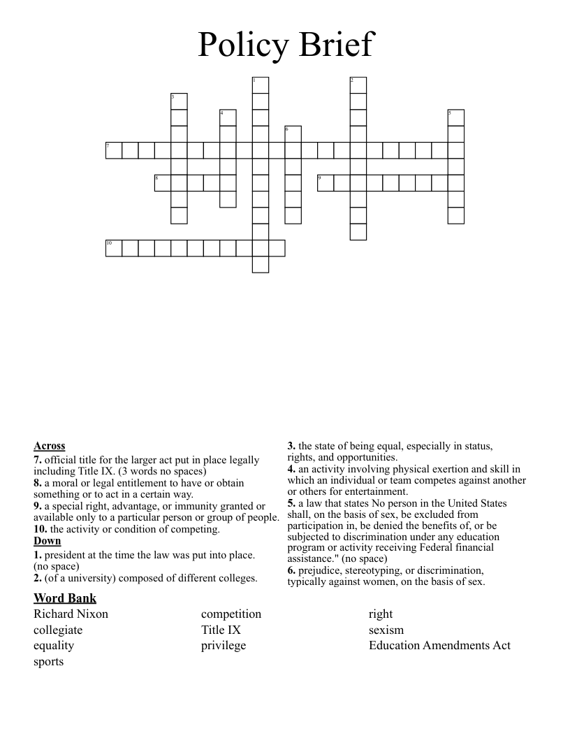 Policy Brief Crossword