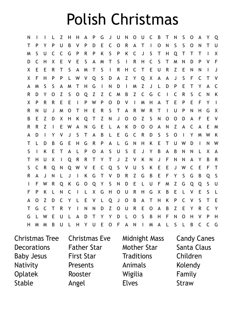 Polish Christmas Word Search