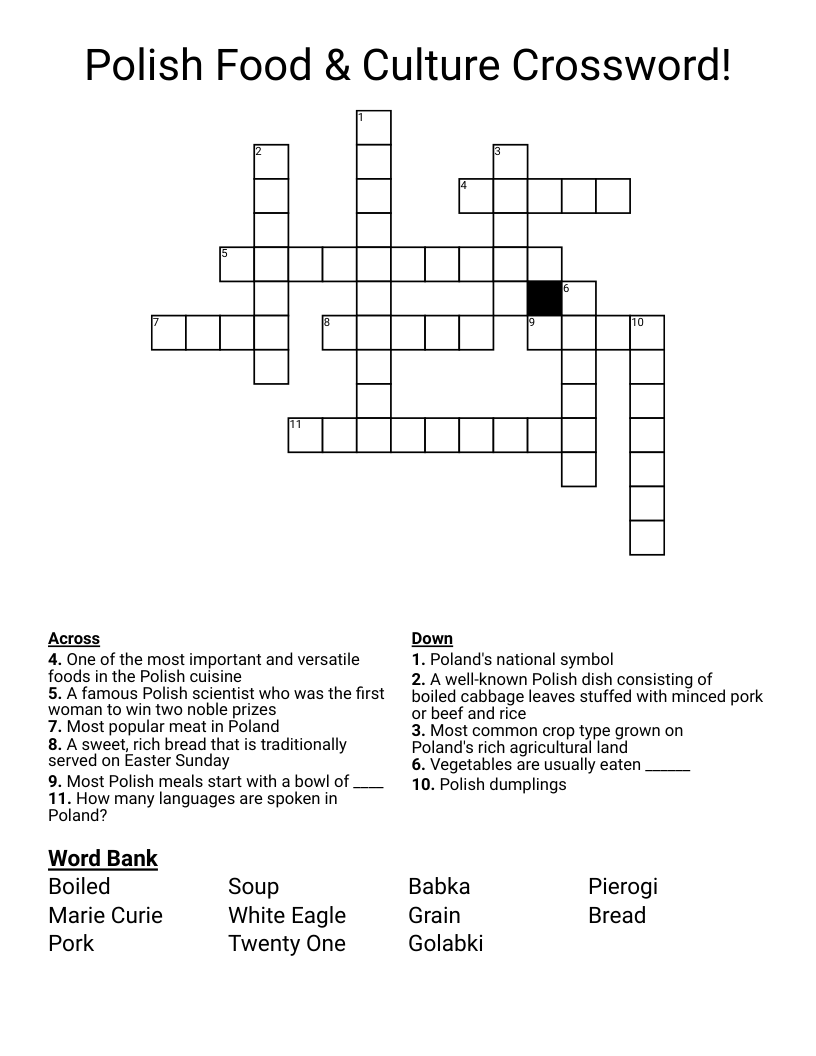Polish Food & Culture Crossword!