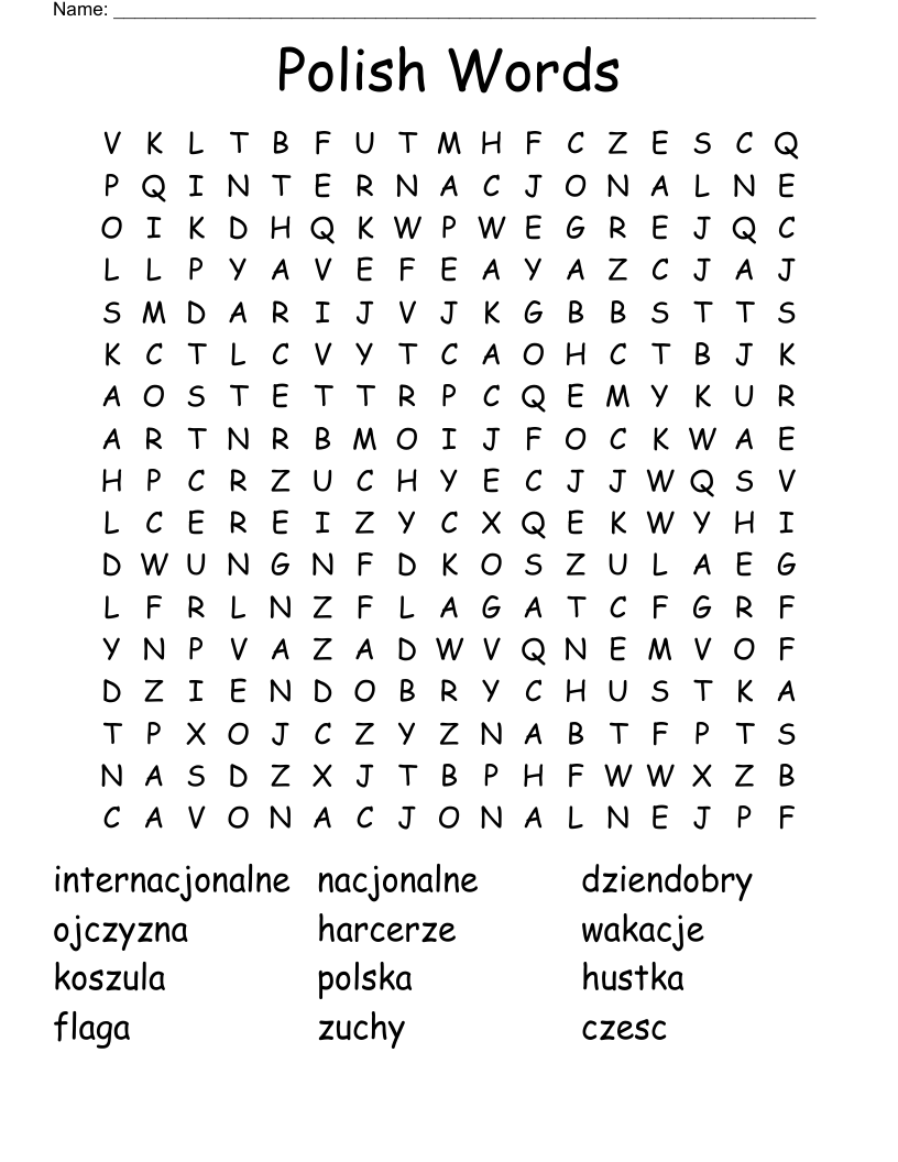 Polish Words Word Search