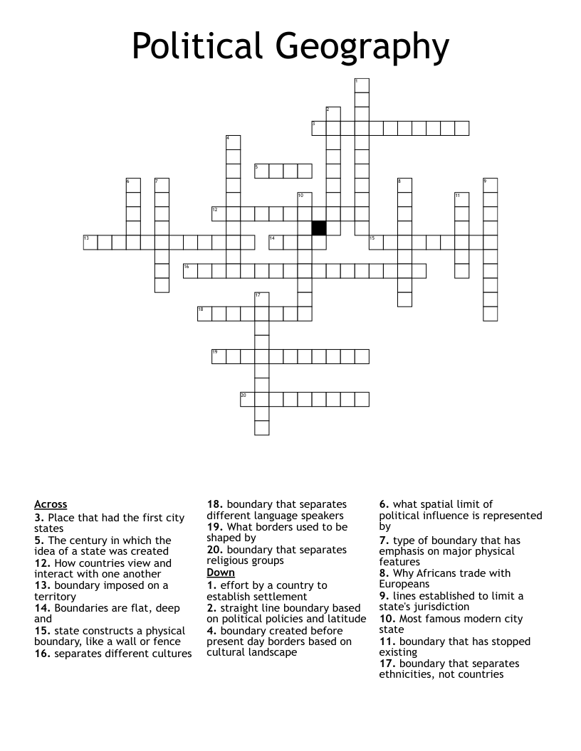 Political Geography Crossword