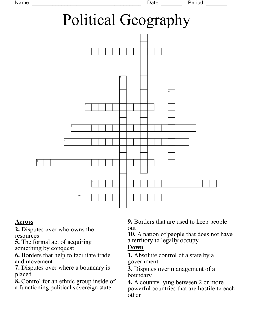 Political Geography Crossword