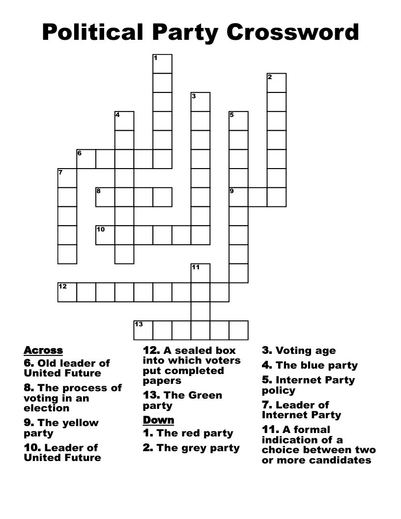 Political Party Crossword