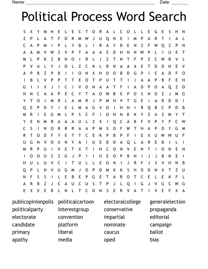 Political Process Word Search
