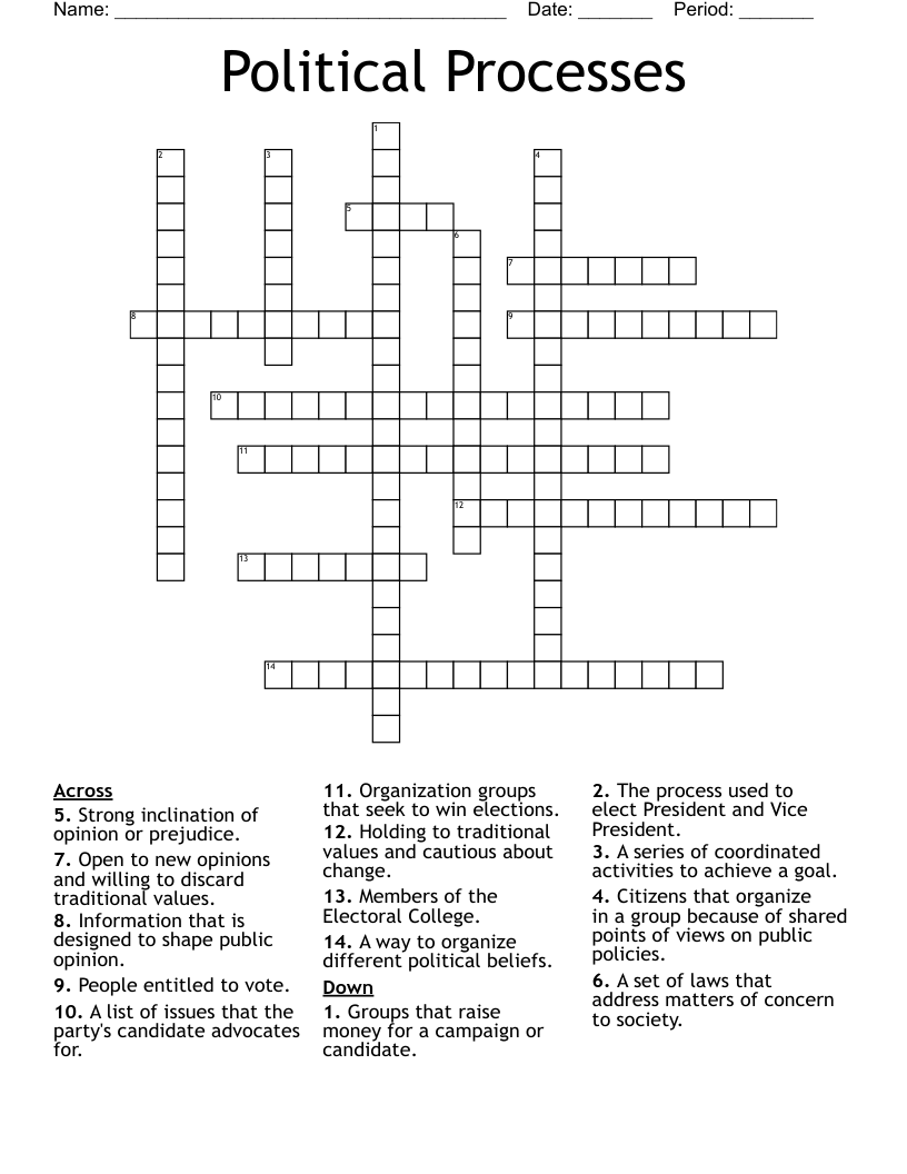 Political Processes Crossword