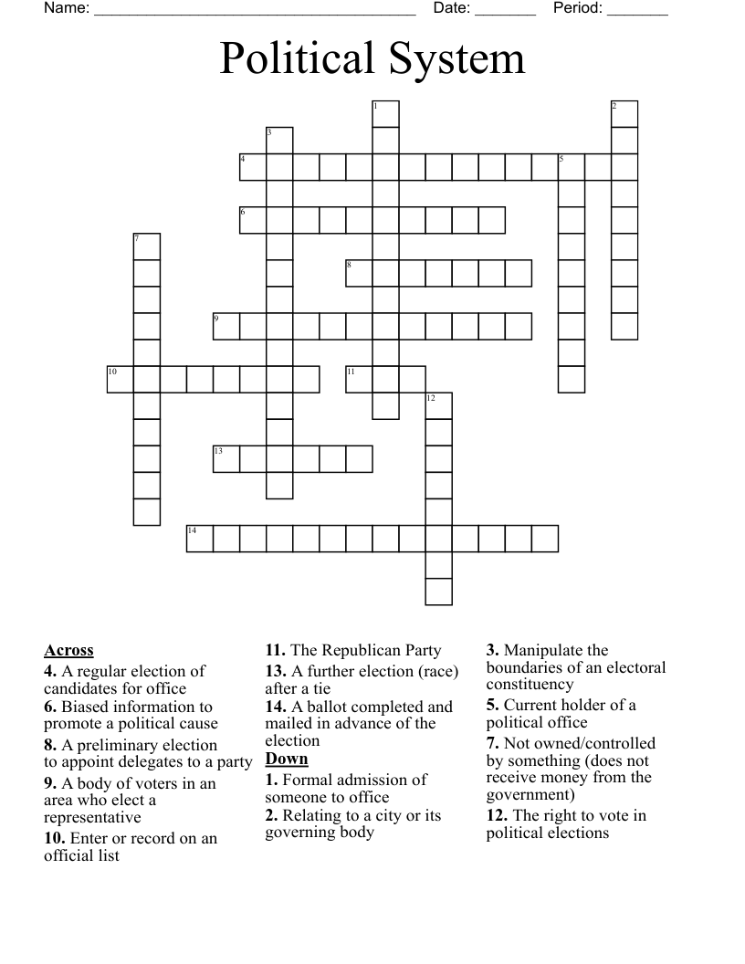 Political System Crossword