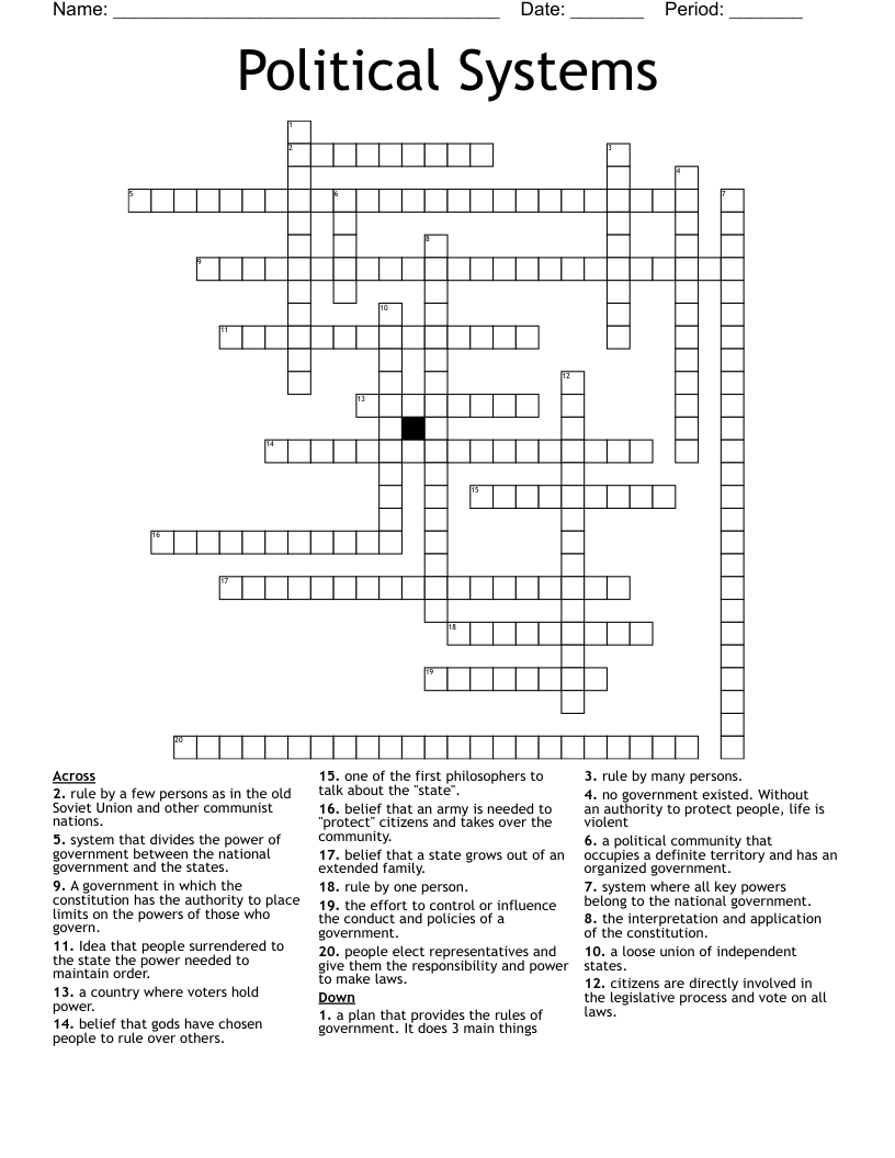 Political Systems Crossword
