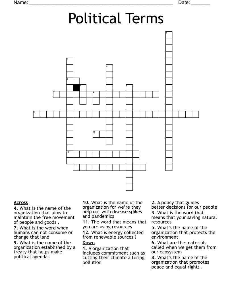 Political Terms  Crossword