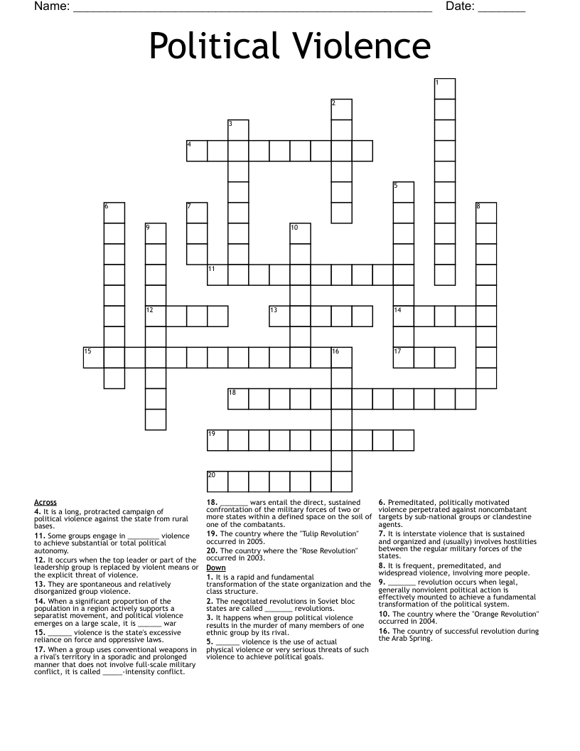 Political Violence Crossword