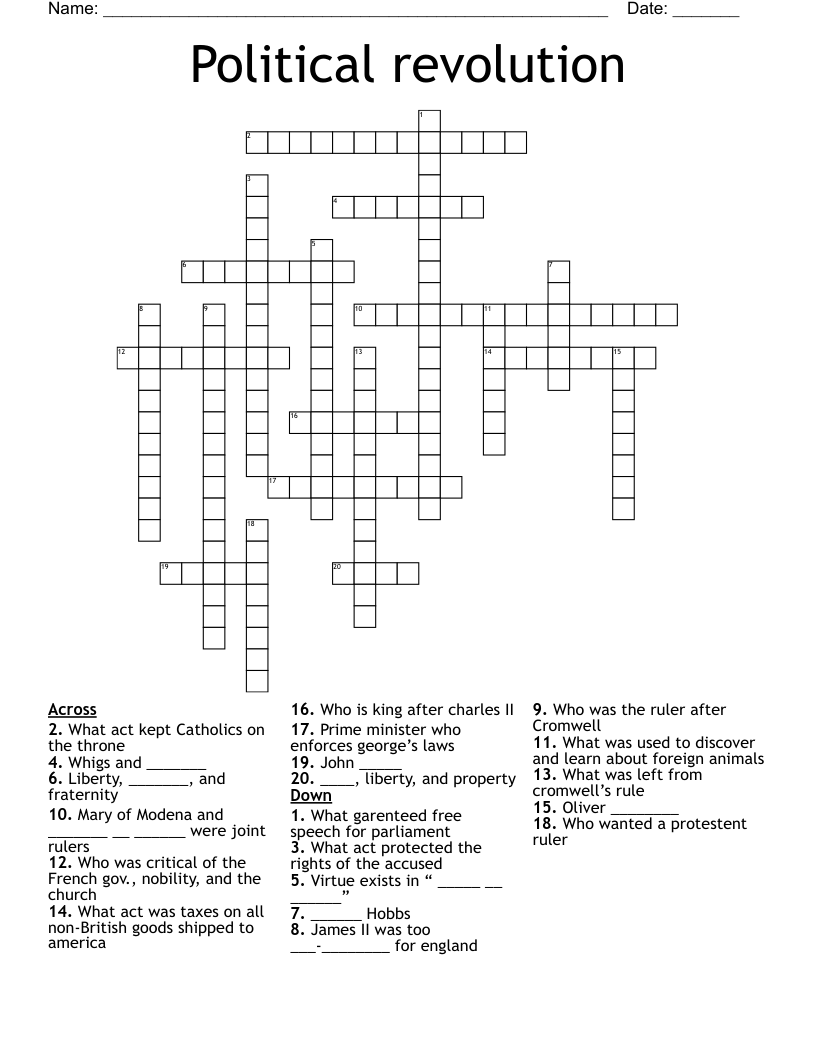 Political revolution  Crossword