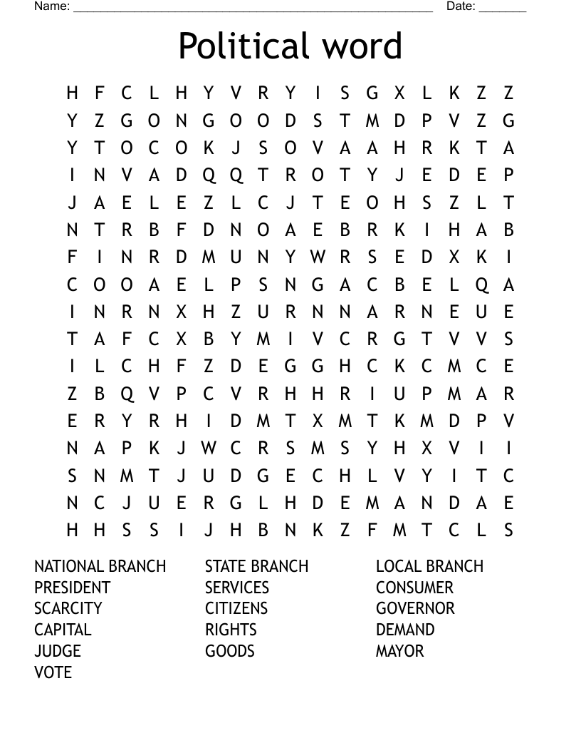 Political word Word Search