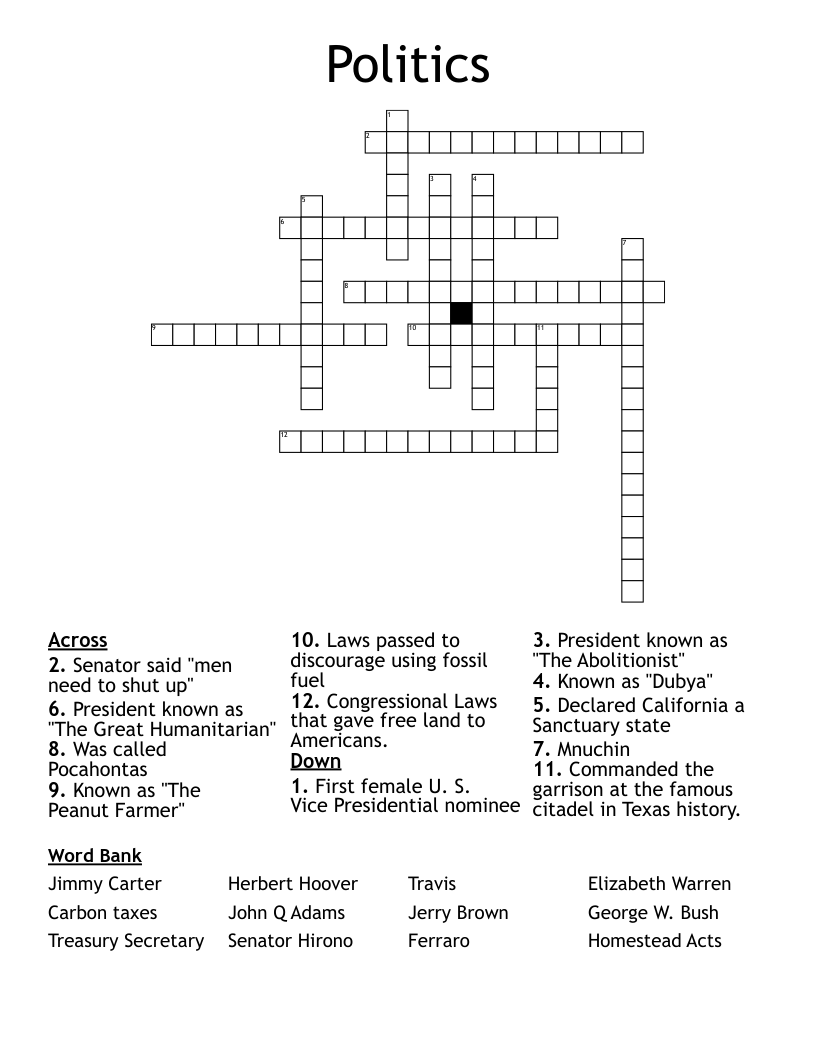 Politics Crossword
