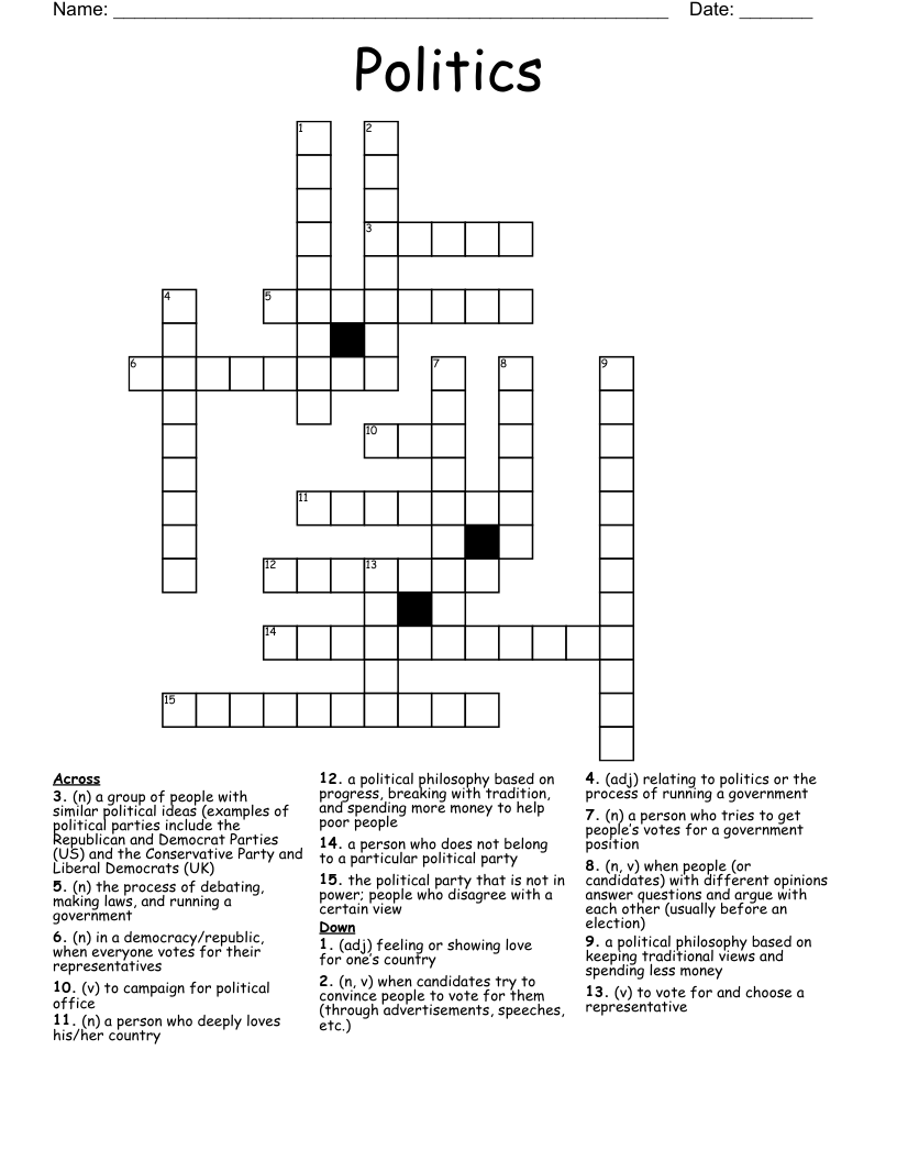 Politics Crossword