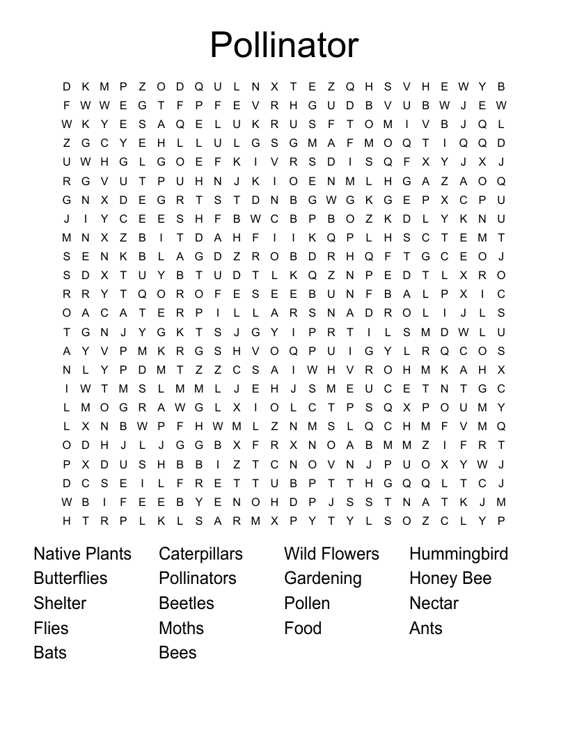 Pollinator Word Search