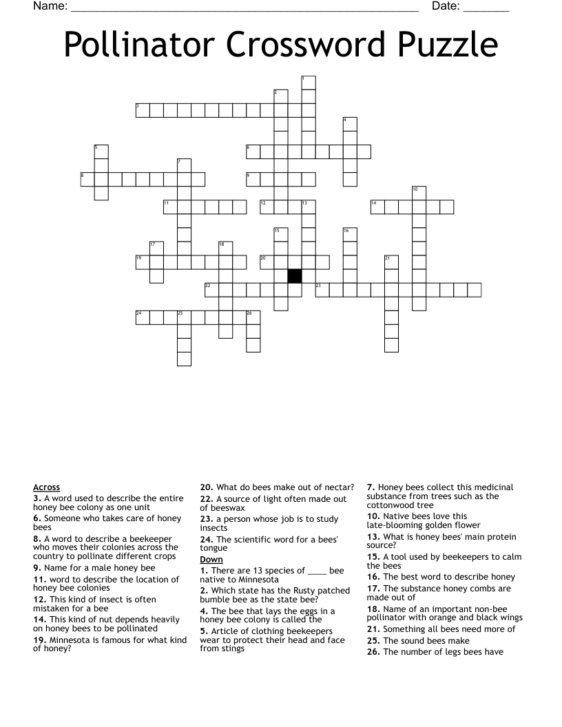 Pollinator Crossword Puzzle 
