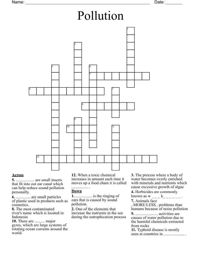 Pollution Crossword