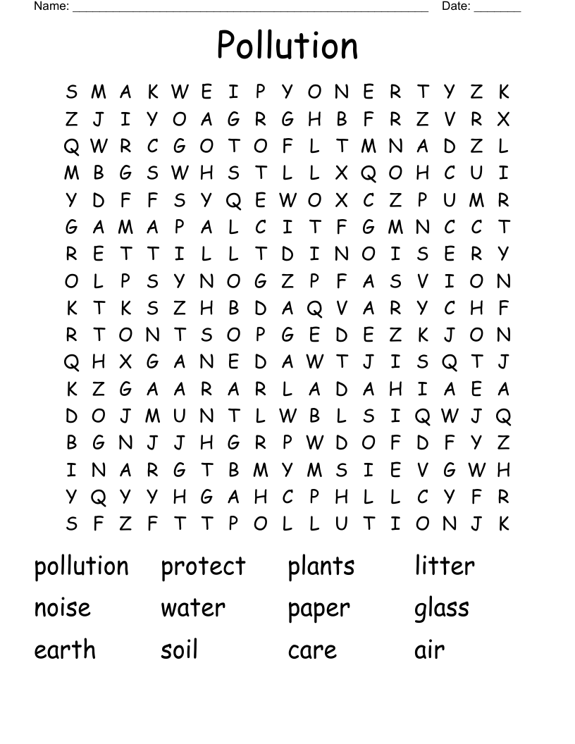Pollution Word Search