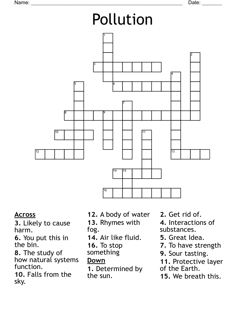 Pollution Crossword