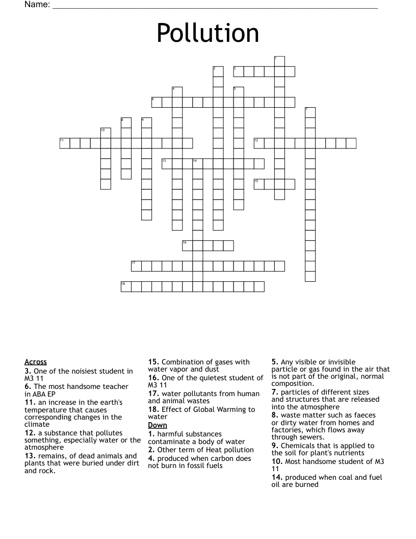 Pollution Crossword