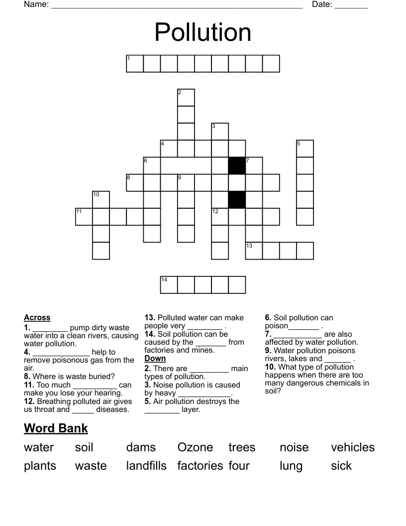 Pollution Crossword