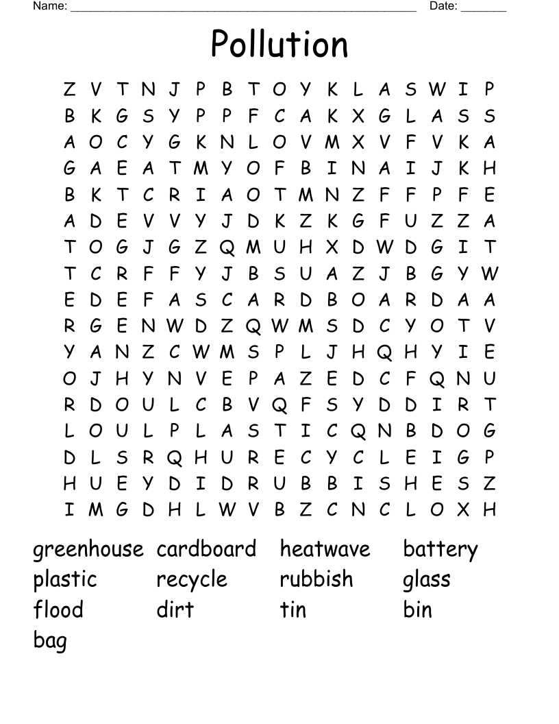 Pollution Word Search