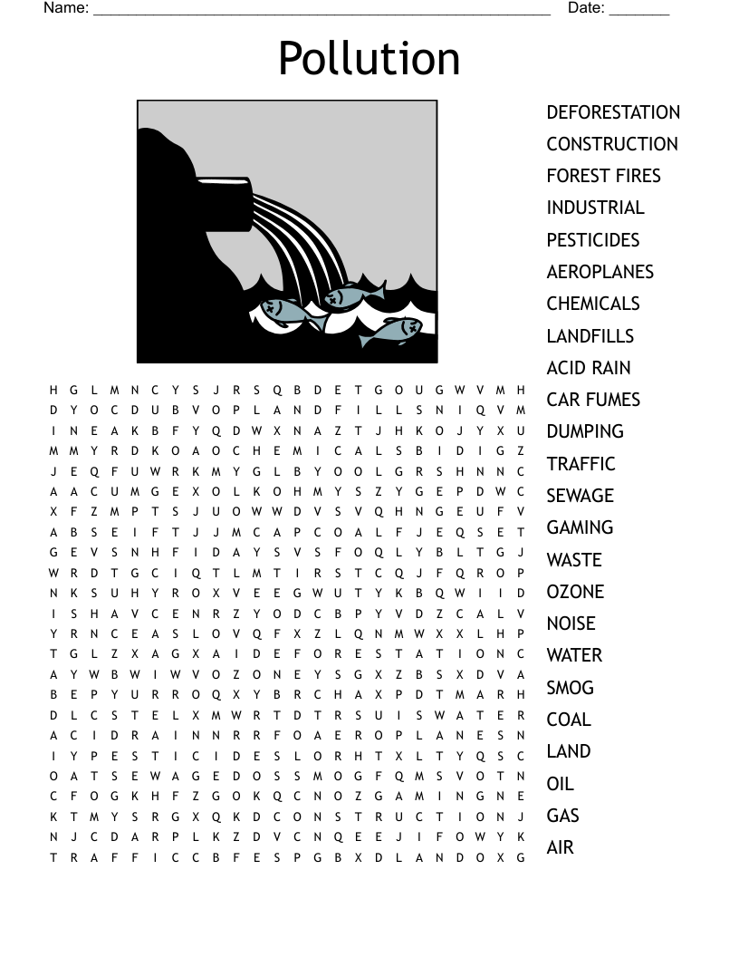 Pollution Word Search