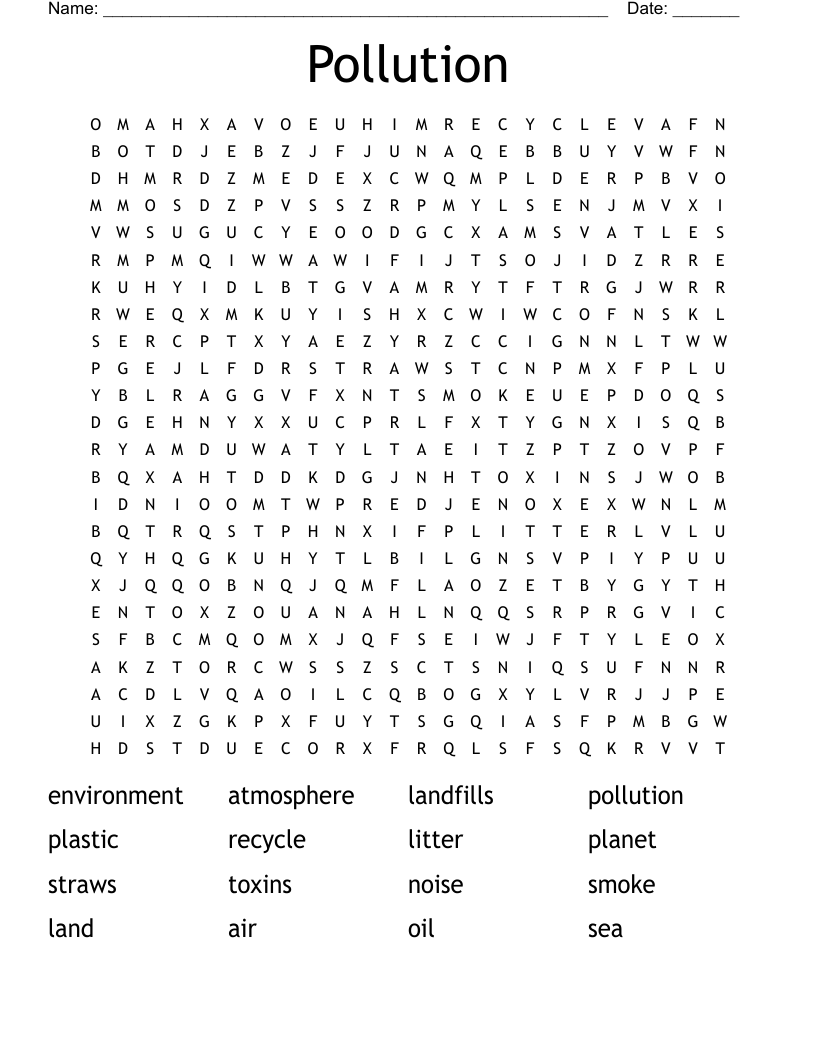 Pollution  Word Search