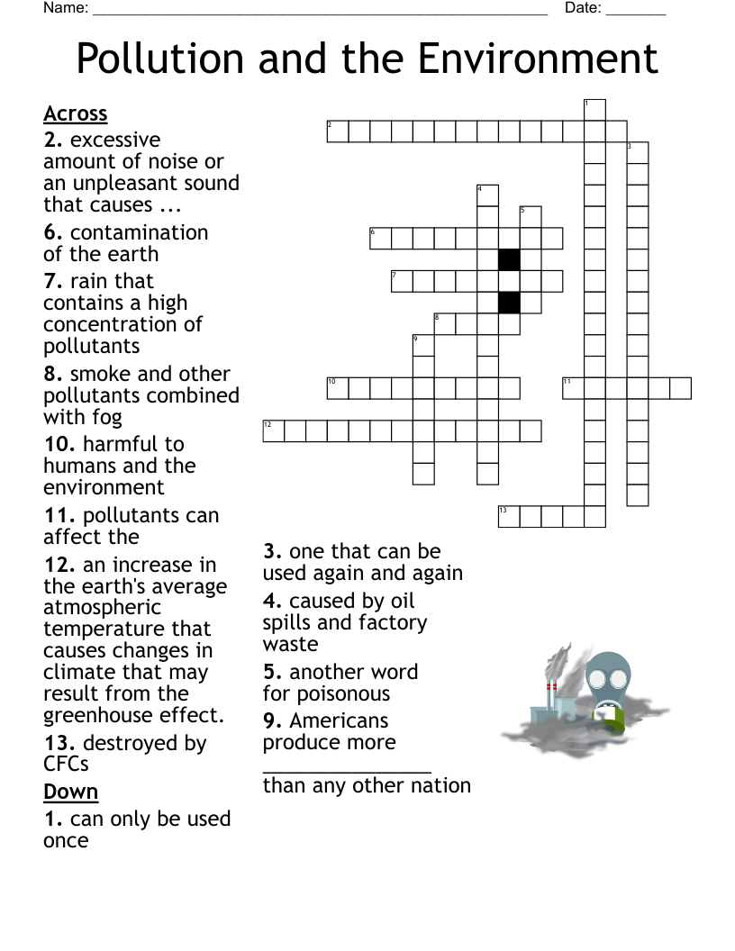 Pollution and the Environment Crossword