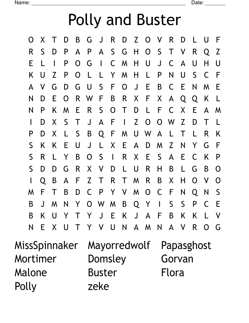 Polly and Buster Word Search
