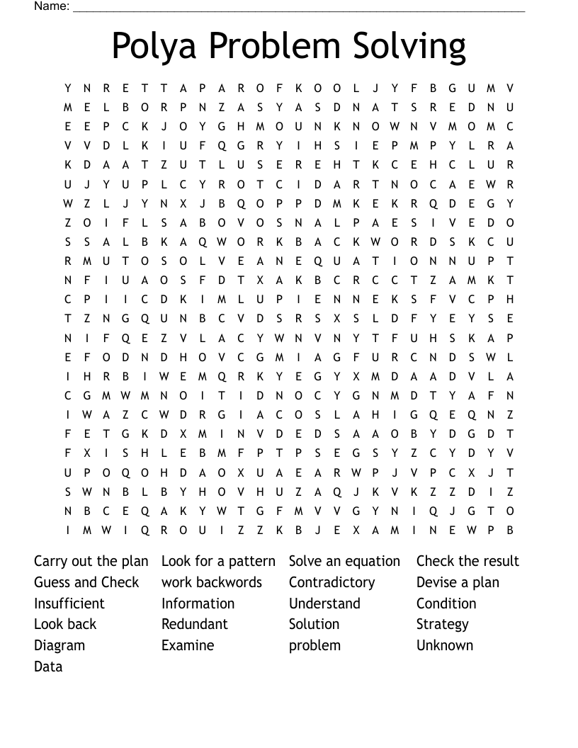 Polya Problem Solving Word Search
