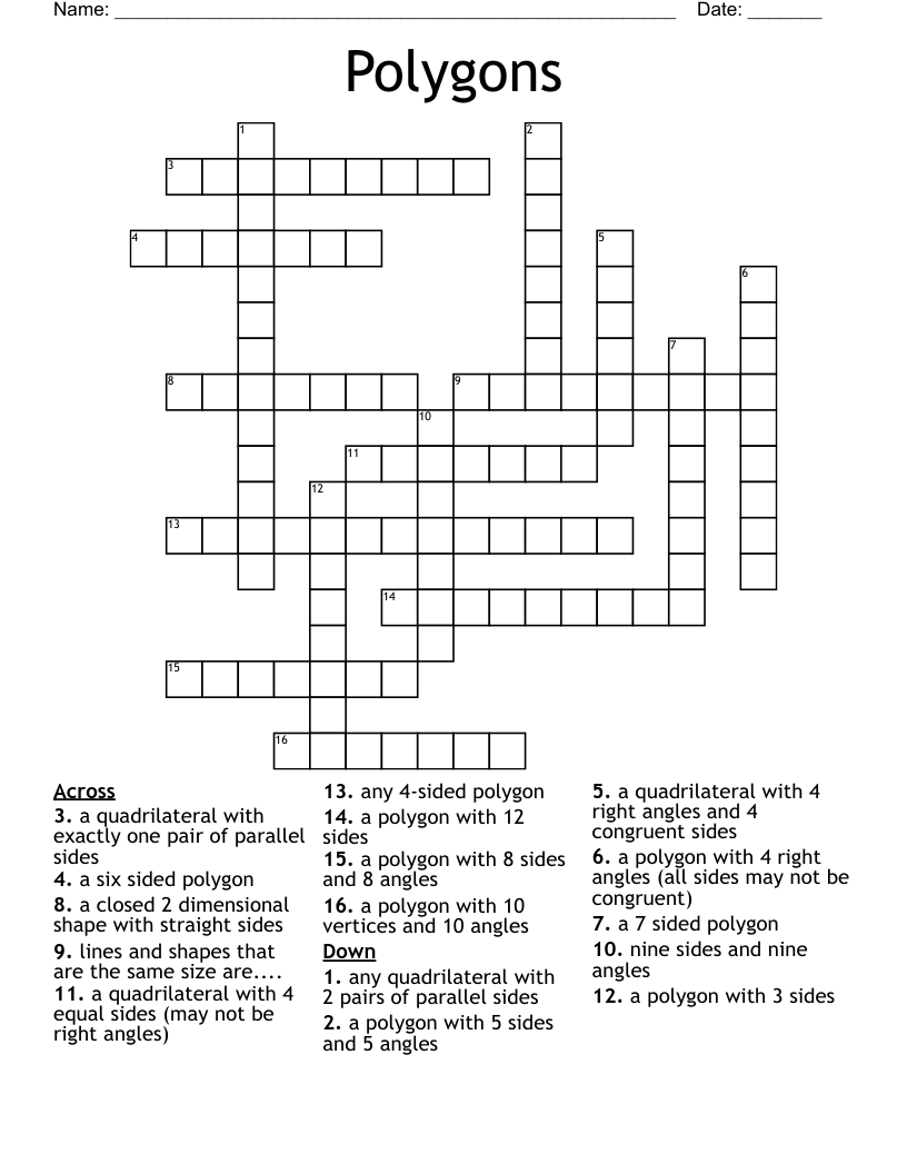 Polygons Crossword