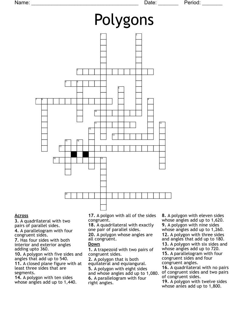 Polygons Crossword