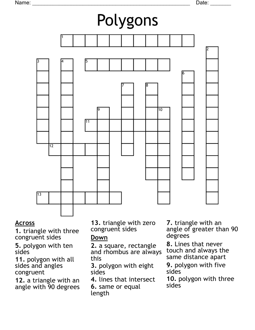 Polygons Crossword