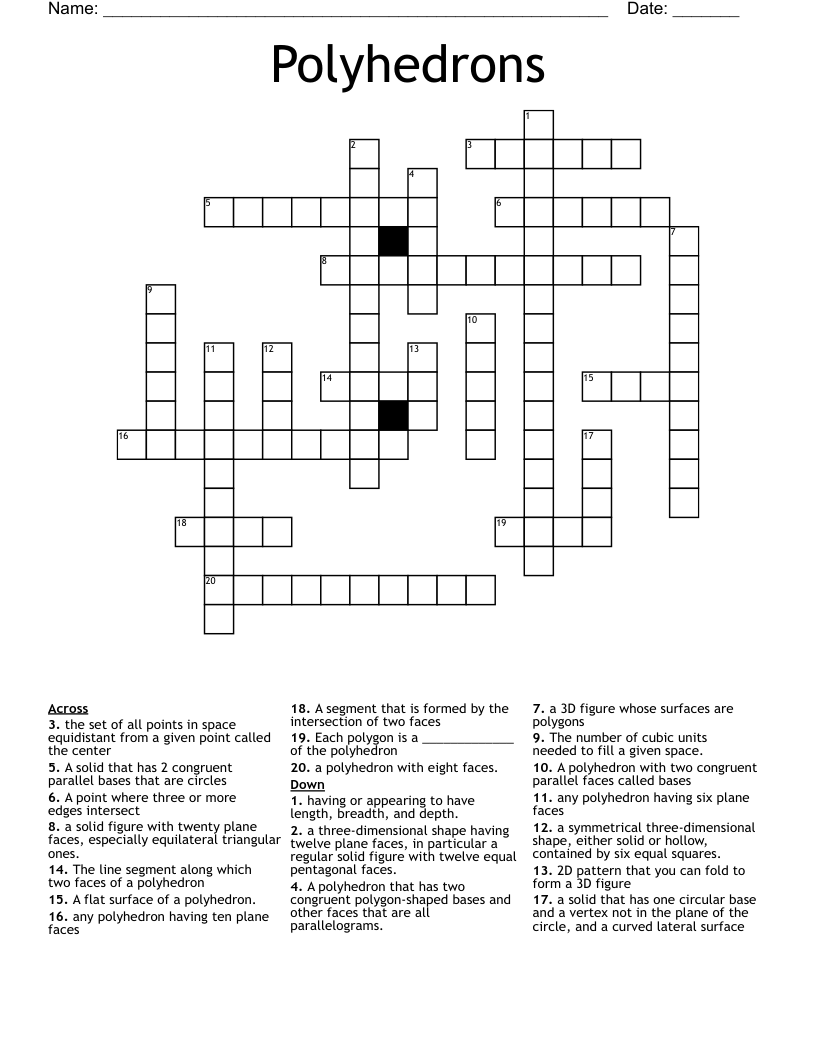 Polyhedrons Crossword