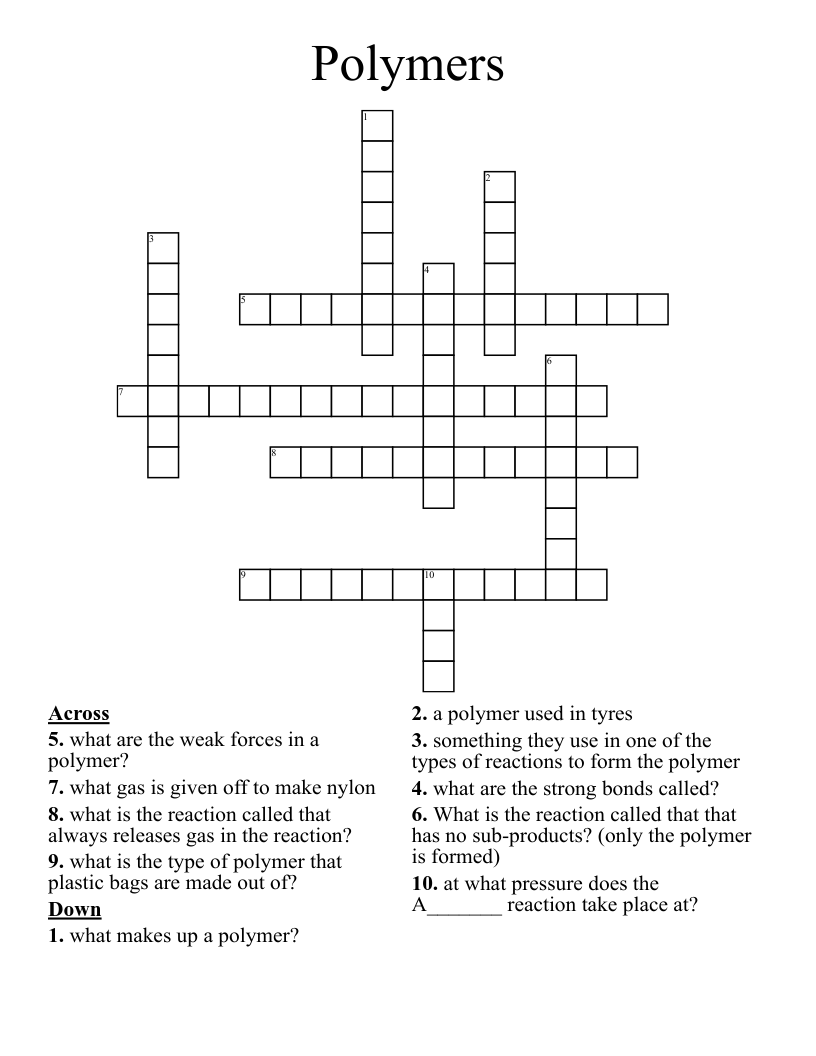 Polymers Crossword