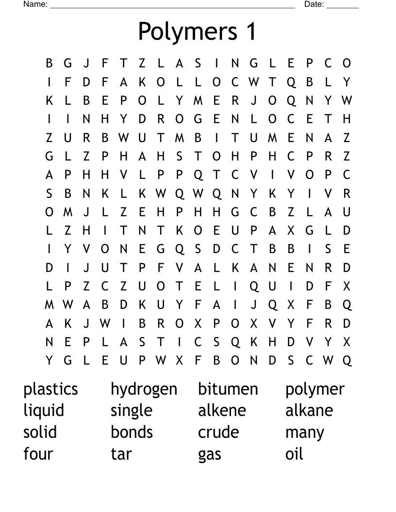 Polymers 1 Word Search