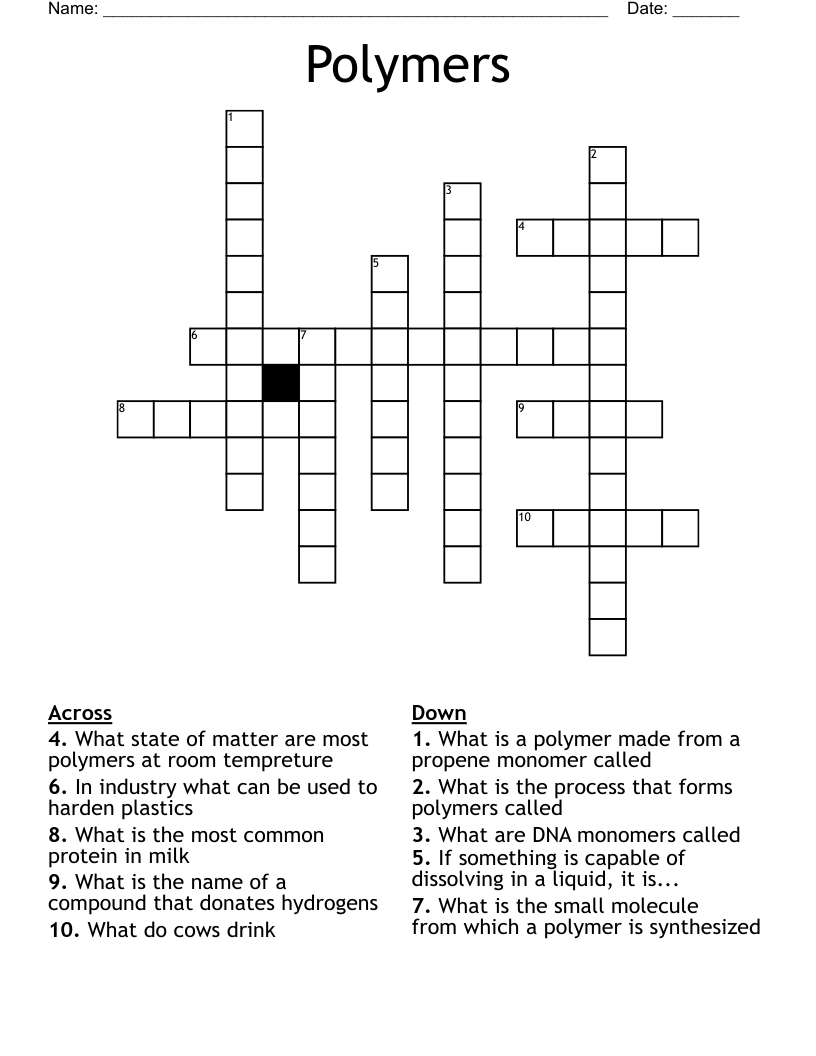 Polymers Crossword