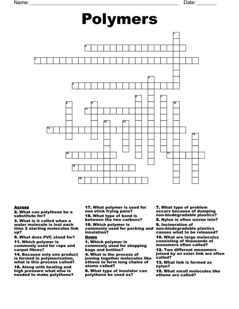 Polymers Crossword