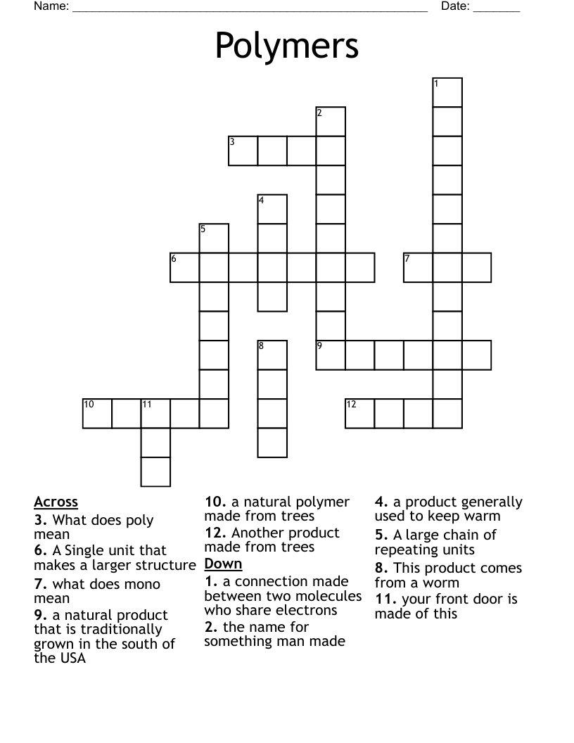 Polymers Crossword