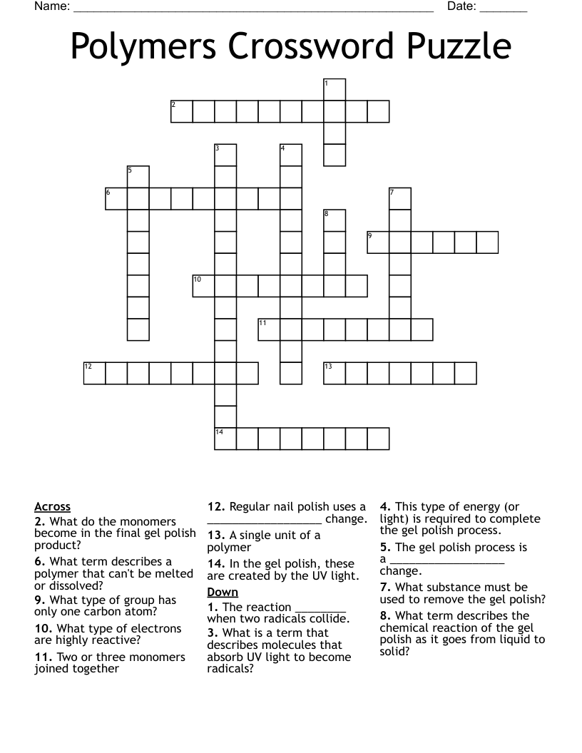 Polymers Crossword Puzzle