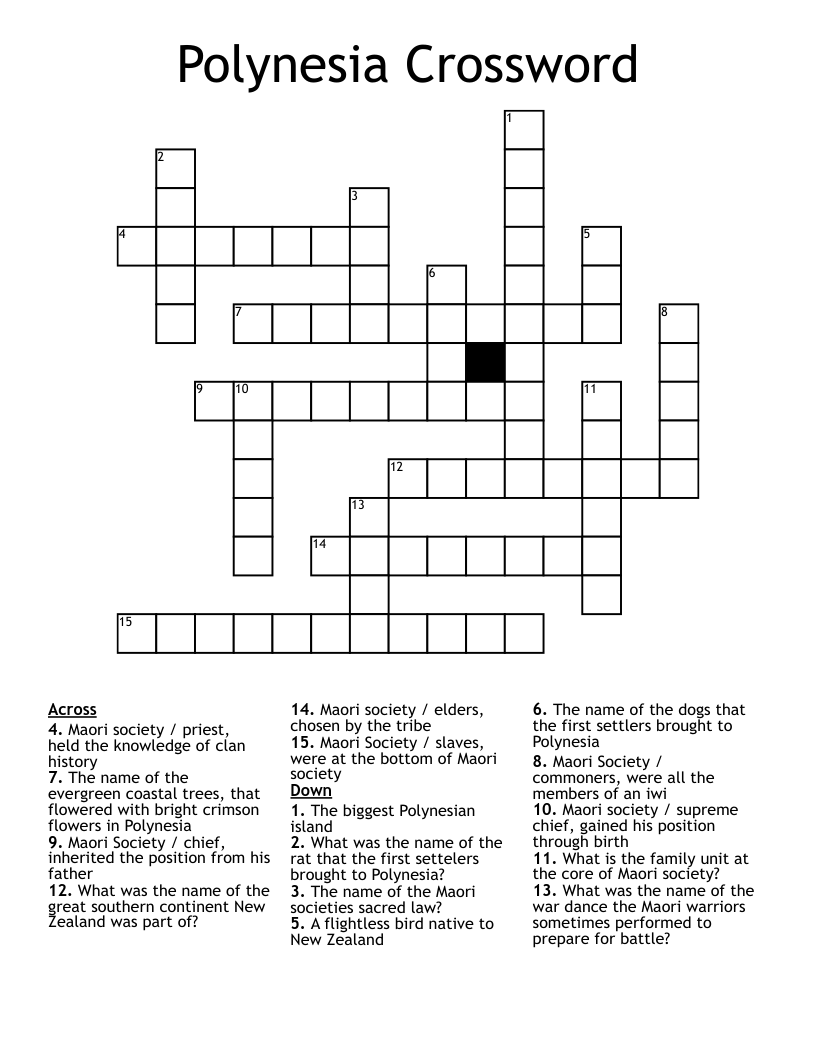 Polynesia Crossword 