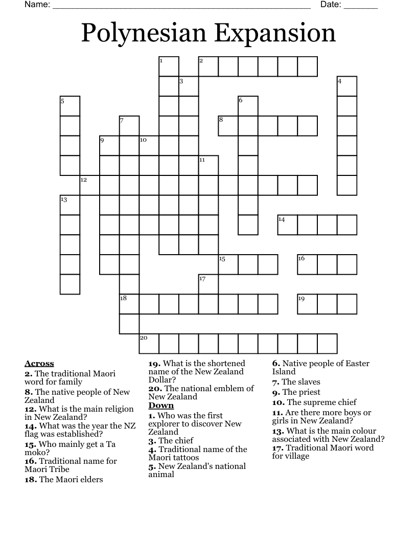 Polynesian Expansion  Crossword
