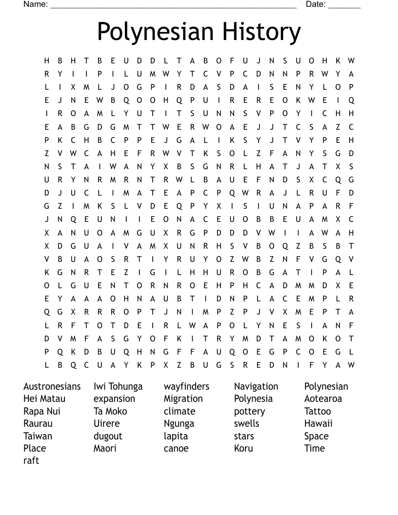 Polynesian History Word Search