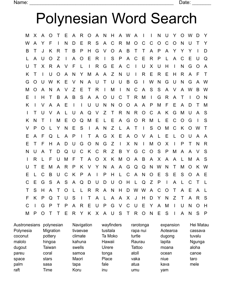 Polynesian Word Search