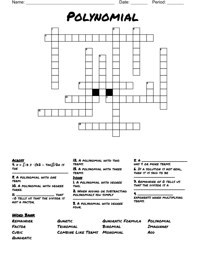 Polynomial Crossword
