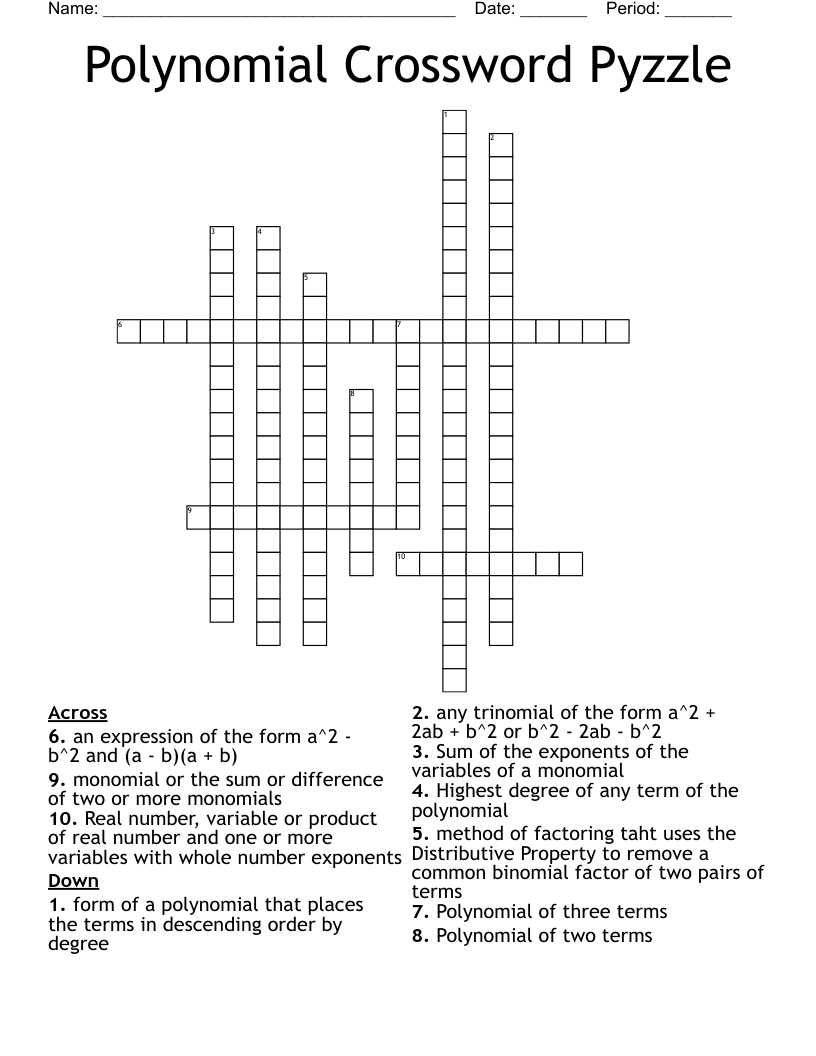 Polynomial Crossword Pyzzle