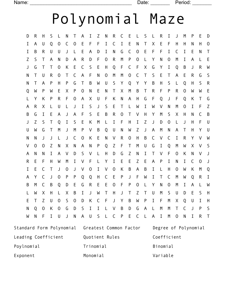 Polynomial Maze Word Search
