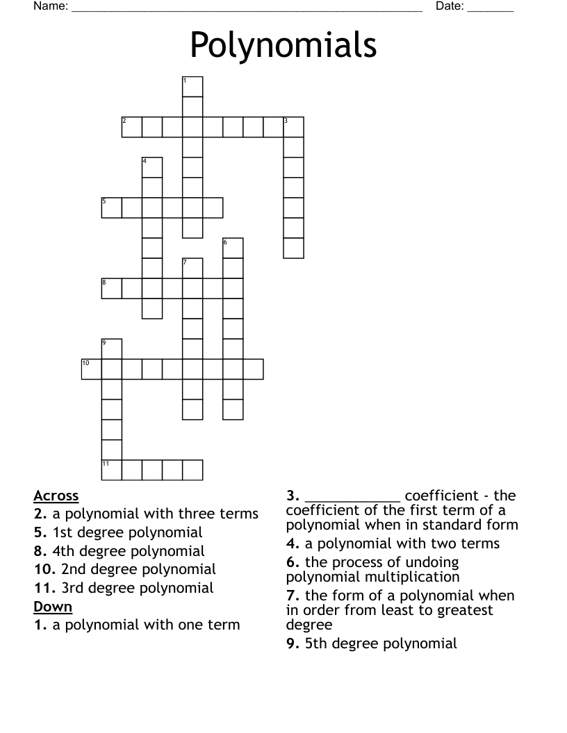 Polynomials Crossword