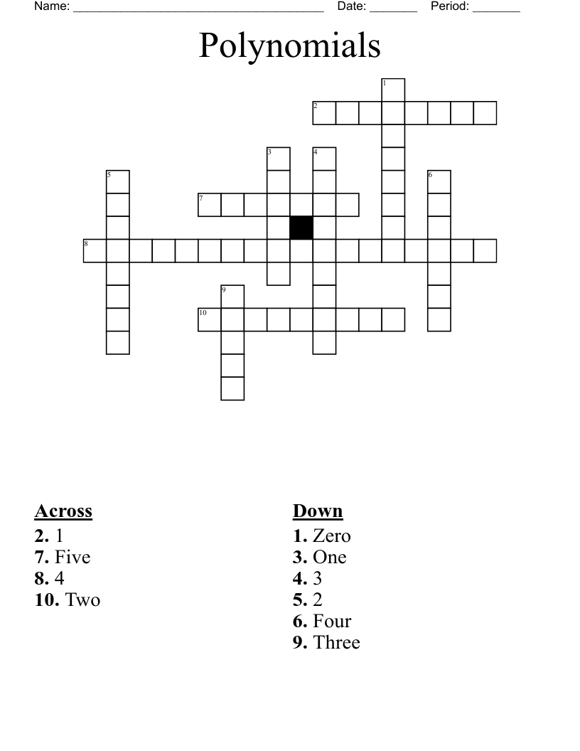 Polynomials Crossword