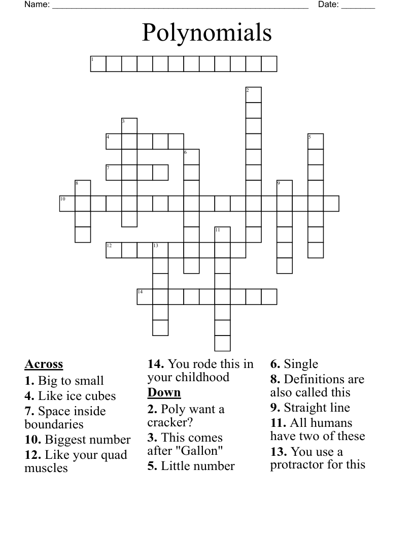 Polynomials Crossword